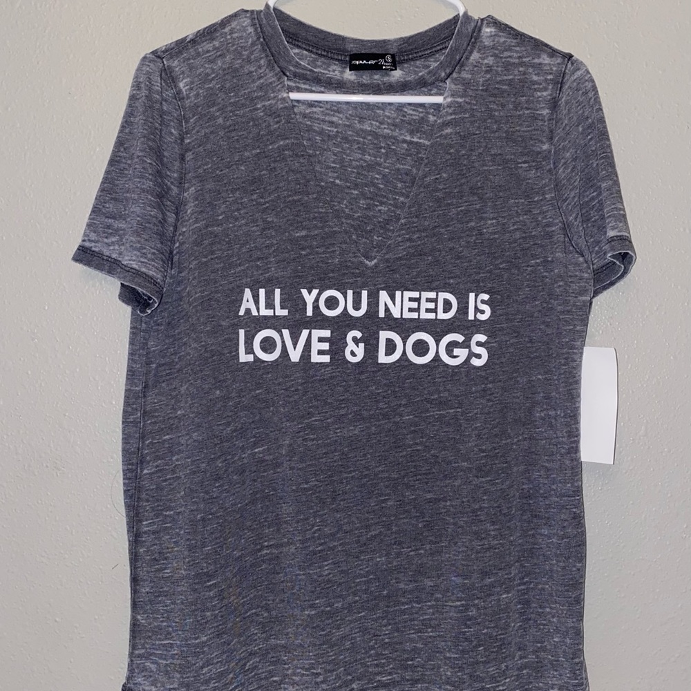 “All You Need is Love & Dogs” cut out tee